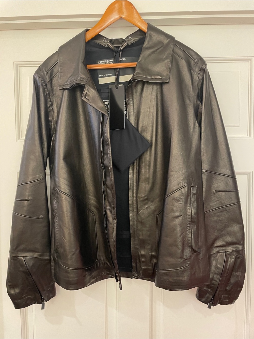 Porsche Design Men's Dark Brown Leather Bomber Jacket